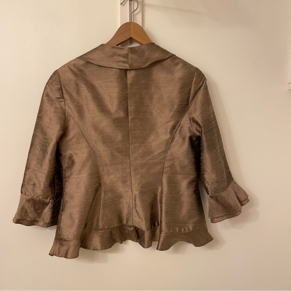 Watters & Watters Iridescent Brown Raw Silk jacket, Mother Of The Bride, Sz 15 - Picture 4 of 8